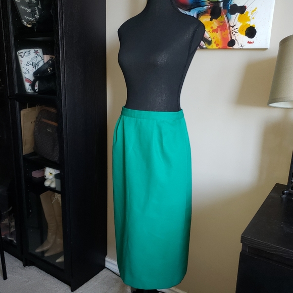 Vintage Knit Way Canadian Made Womens Medium Long Maxi Turquoise Green Skirt - Picture 2 of 11